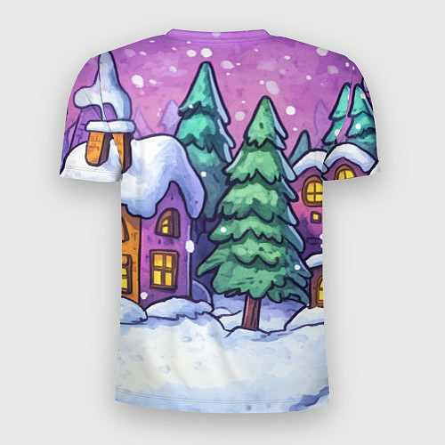 Мужская спорт-футболка Новогодний мультяшный двор / 3D-принт – фото 2
