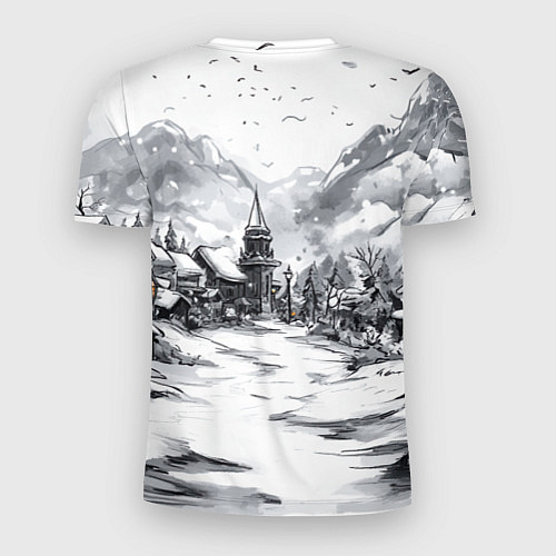 Мужская спорт-футболка Город в снегу перед новым годом / 3D-принт – фото 2