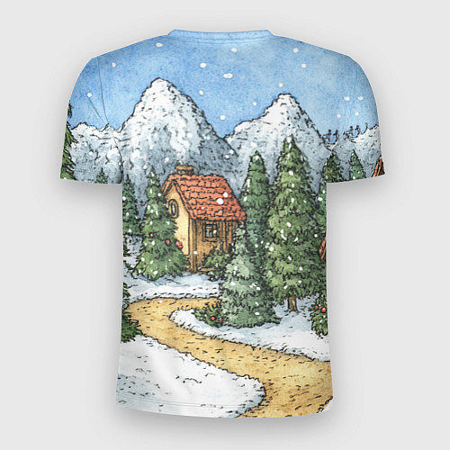 Мужская спорт-футболка Новогодний пейзаж / 3D-принт – фото 2