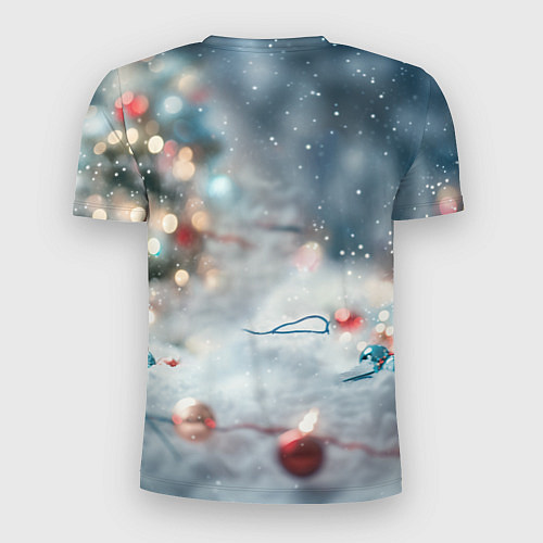 Мужская спорт-футболка Маленький котенок и елочные игрушки / 3D-принт – фото 2