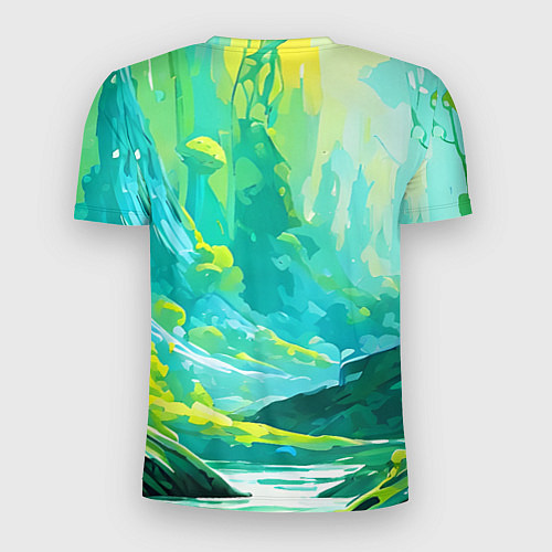 Мужская спорт-футболка Зелёная кислотная абстракция / 3D-принт – фото 2