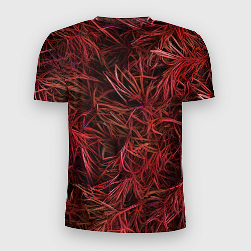 Мужская спорт-футболка Красная трава на чёрном фоне / 3D-принт – фото 2