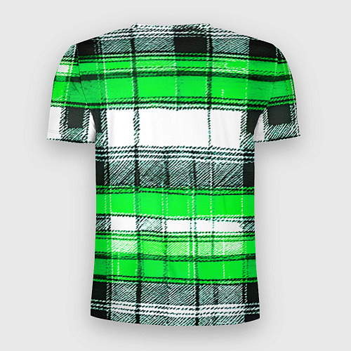 Мужская спорт-футболка Чёрные полосы на зелёном-белом фоне / 3D-принт – фото 2