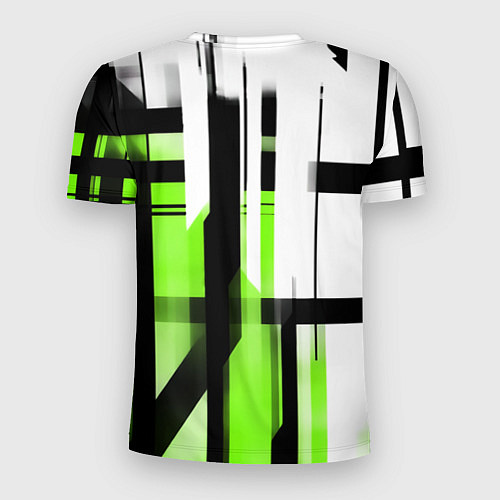 Мужская спорт-футболка Чёрно-зелёные вертикальные и горизонтальные полосы / 3D-принт – фото 2