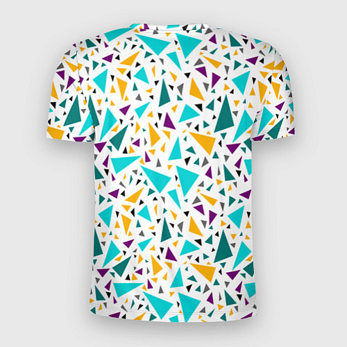 Мужская спорт-футболка Бирюзовые желтые треугольники на белом / 3D-принт – фото 2