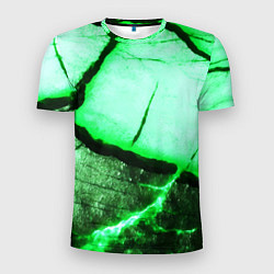 Футболка спортивная мужская Трещины на абстрактном зелёном фоне, цвет: 3D-принт