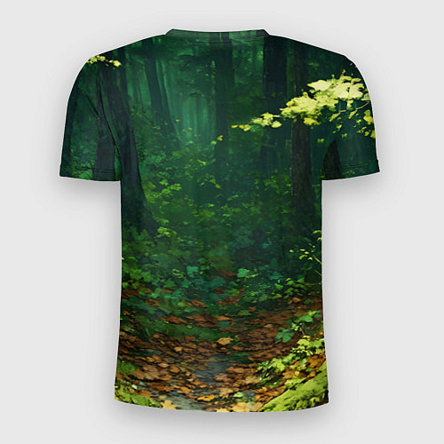 Мужская спорт-футболка Зелёный летний лес / 3D-принт – фото 2