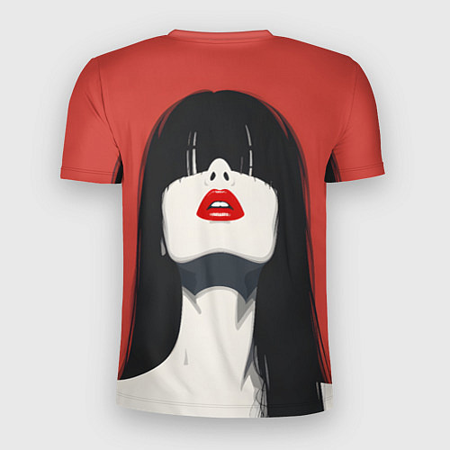Мужская спорт-футболка Девушка на красном фоне / 3D-принт – фото 2
