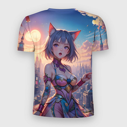 Мужская спорт-футболка Аниме в фантастическом городе / 3D-принт – фото 2