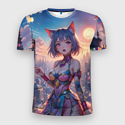 Мужская спорт-футболка Аниме в фантастическом городе