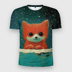 Футболка спортивная мужская Новогодняя рыжая лисичка, цвет: 3D-принт