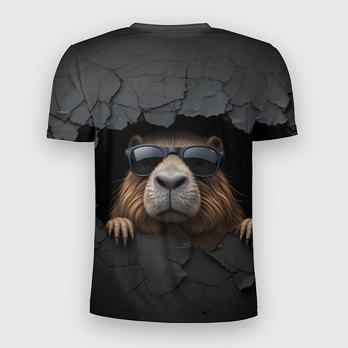 Мужская спорт-футболка Капибара в стене / 3D-принт – фото 2