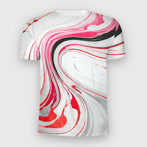 Мужская спорт-футболка Волнистые чёрно-красные линии на белом фоне / 3D-принт – фото 2