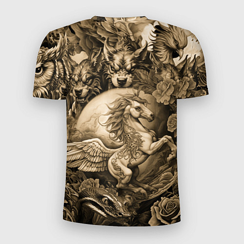 Мужская спорт-футболка Гарри Поттер и волшебные существа в стиле тату / 3D-принт – фото 2