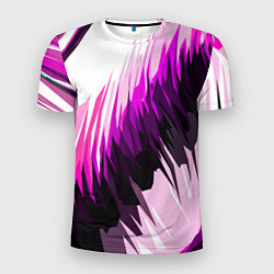 Футболка спортивная мужская Чёрно-розовые острые полосы на белом фоне, цвет: 3D-принт