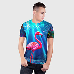Футболка спортивная мужская Розовый фламинго в джунглях, цвет: 3D-принт — фото 2