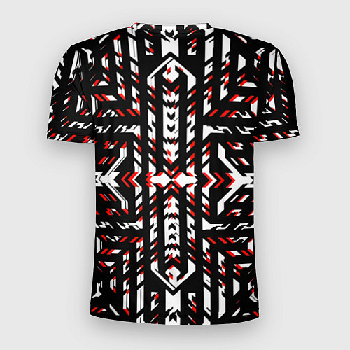 Мужская спорт-футболка Чёрно-красные диагональные полосы на белом фоне / 3D-принт – фото 2