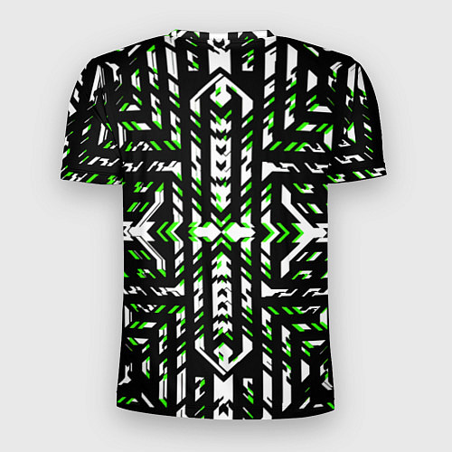 Мужская спорт-футболка Чёрно-зелёный диагональные полосы на белом фоне / 3D-принт – фото 2
