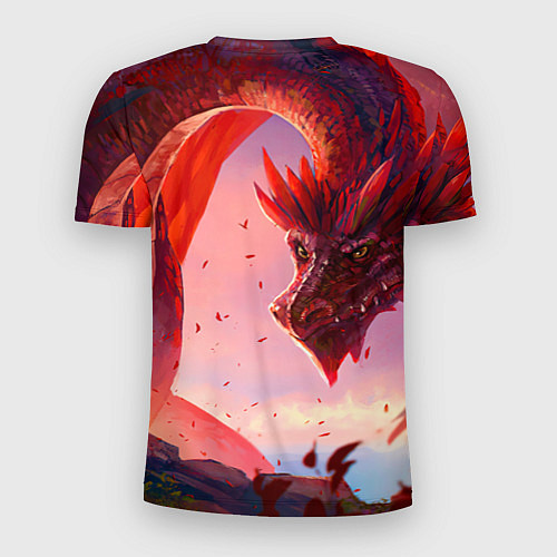 Мужская спорт-футболка Дракон красный мифический / 3D-принт – фото 2