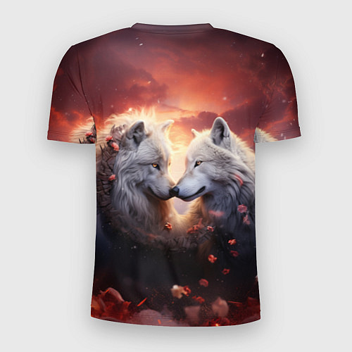 Мужская спорт-футболка Влюбленные волки в цветах / 3D-принт – фото 2