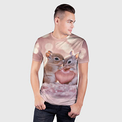 Футболка спортивная мужская Влюбленные белочки с сердечком, цвет: 3D-принт — фото 2