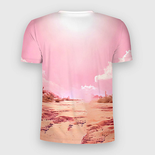 Мужская спорт-футболка Верблюд в розовой пустыне / 3D-принт – фото 2