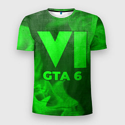 Мужская спорт-футболка GTA 6 - green gradient