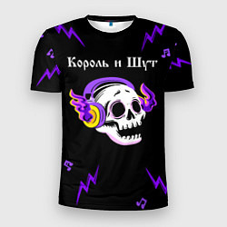 Мужская спорт-футболка Король и Шут неоновый череп
