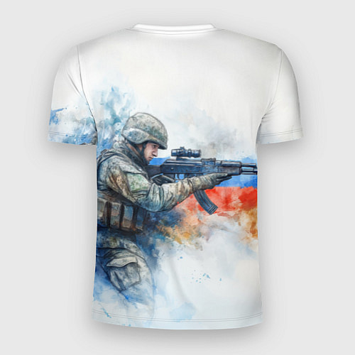 Мужская спорт-футболка Русский солдат и флаг России / 3D-принт – фото 2