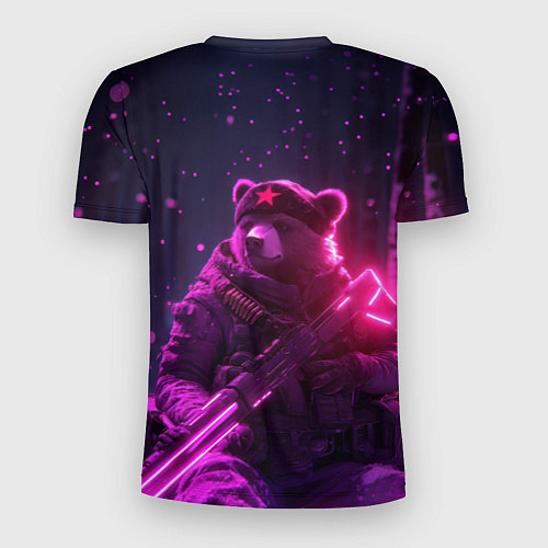 Мужская спорт-футболка Советский медведь в неоновом свете / 3D-принт – фото 2