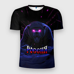 Мужская спорт-футболка Россия агрессивный медведь