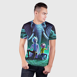 Футболка спортивная мужская Рик и Морти - портрет на фоне слона, цвет: 3D-принт — фото 2