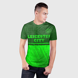 Футболка спортивная мужская Leicester City - green gradient посередине, цвет: 3D-принт — фото 2