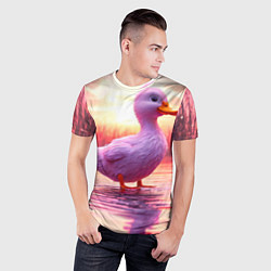 Футболка спортивная мужская Уточка на розовом озере, цвет: 3D-принт — фото 2
