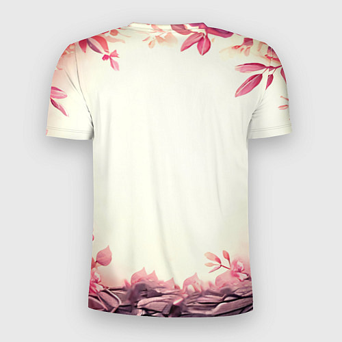 Мужская спорт-футболка Кукушка в розовых цветах / 3D-принт – фото 2