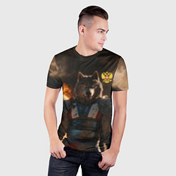 Футболка спортивная мужская Русский волк - сибирский страж, цвет: 3D-принт — фото 2