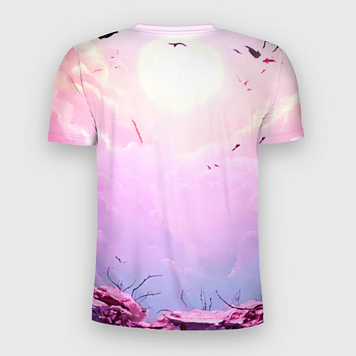 Мужская спорт-футболка Аист в розовых облаках / 3D-принт – фото 2