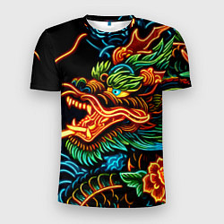 Футболка спортивная мужская Japanese neon dragon - irezumi, цвет: 3D-принт