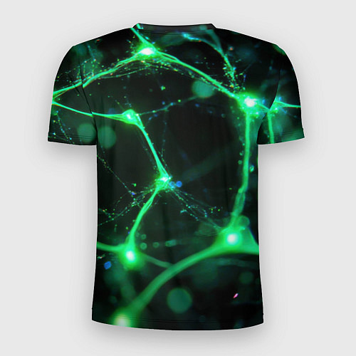 Мужская спорт-футболка Зеленый нейроны / 3D-принт – фото 2