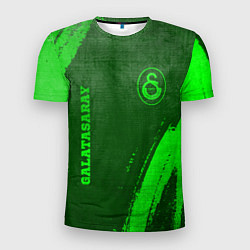 Мужская спорт-футболка Galatasaray - green gradient вертикально