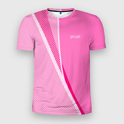Мужская спорт-футболка Sport розовый с полосой