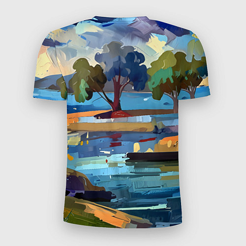 Мужская спорт-футболка Летний пейзаж маслом / 3D-принт – фото 2