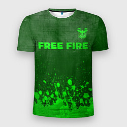 Мужская спорт-футболка Free Fire - green gradient посередине