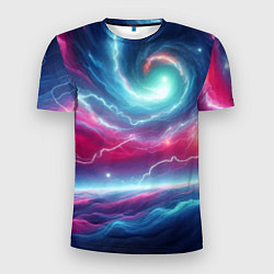 Мужская спорт-футболка Spiral neon galaxy - ai art fantasy