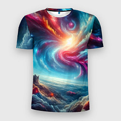 Мужская спорт-футболка Fantastic neon space landscape - ai art fantasy