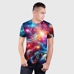 Футболка спортивная мужская Colorfull neon space clouds - ai art fantasy, цвет: 3D-принт — фото 2