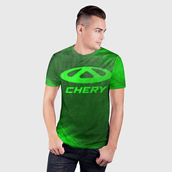 Футболка спортивная мужская Chery - green gradient, цвет: 3D-принт — фото 2