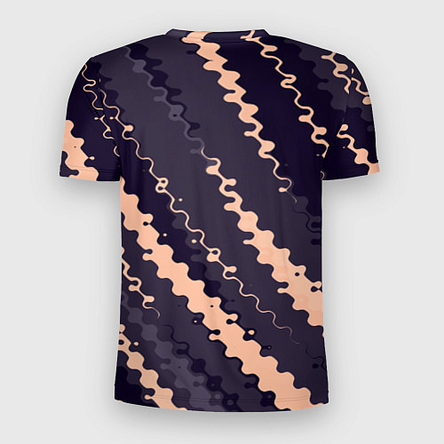 Мужская спорт-футболка Фиолетовый с бежевым искажённые полосы / 3D-принт – фото 2