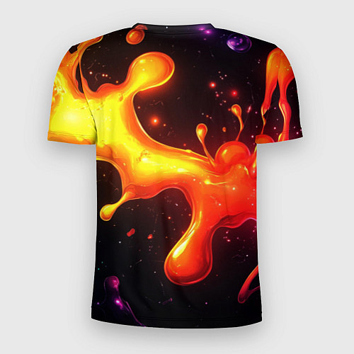 Мужская спорт-футболка Радужные кляксы на черном фоне / 3D-принт – фото 2