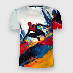 Мужская спорт-футболка Человек - паук и пролитая краска